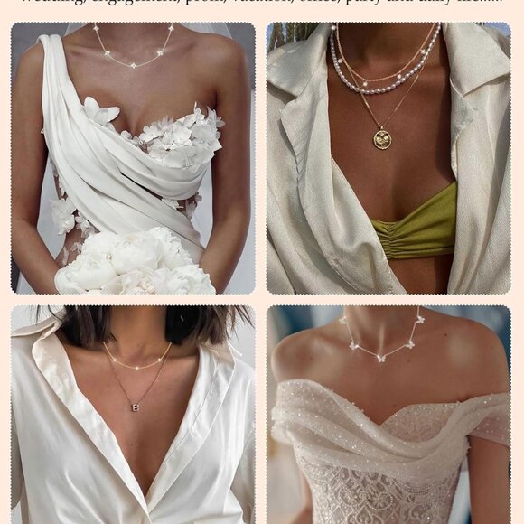 Elegant 16+2.7in Gold or Silver Cubic Zirconia Layered Necklace for Women with B - Picture 6 of 9